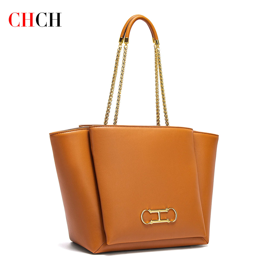 Sac Femme Printemps 2026 – Tote Marron Fermoir Magnétique Chaîne Chic