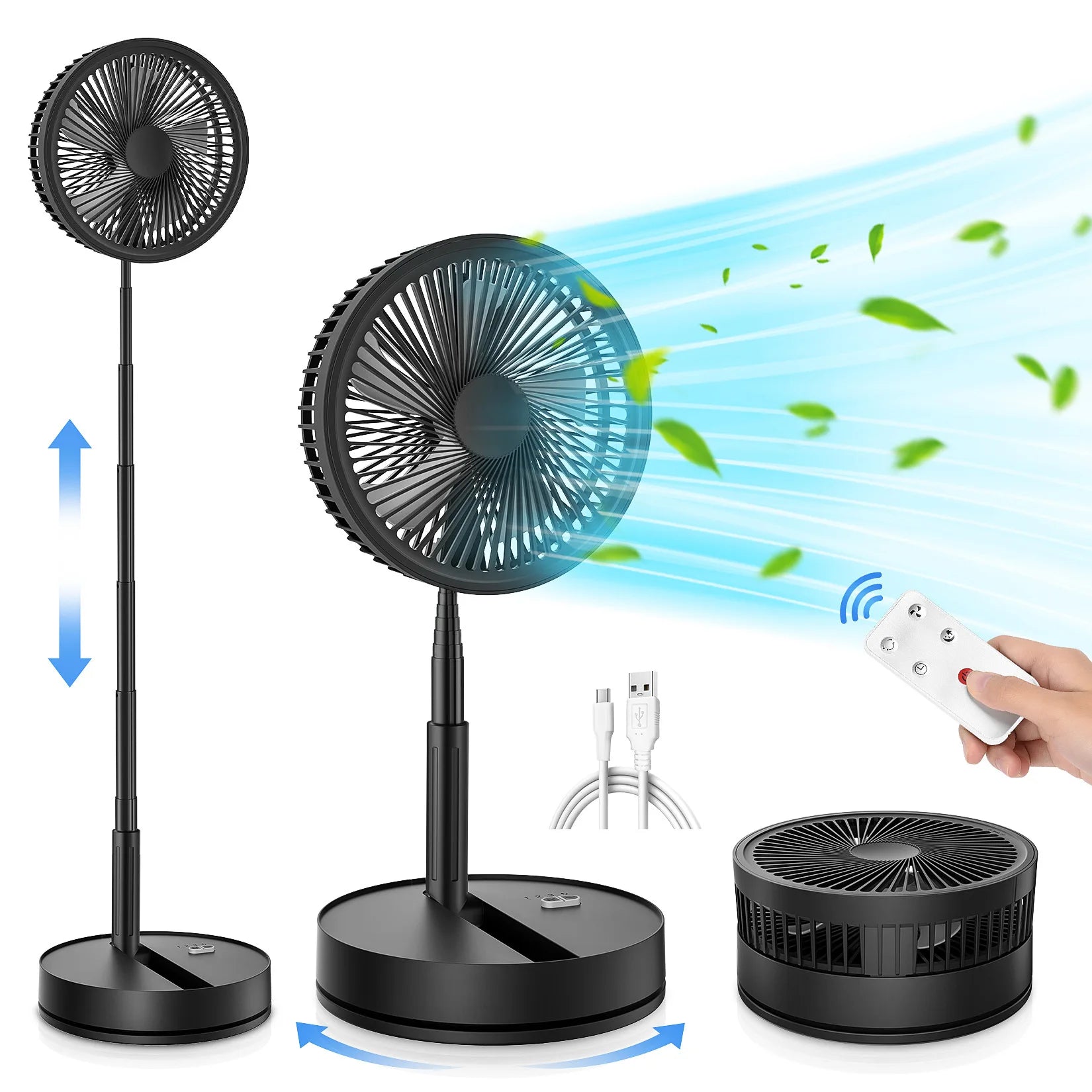Portable Silent Charging Long-life Mini USB Desktop Fan With Telescopic And Folding Floor-standing Household Electric Fan