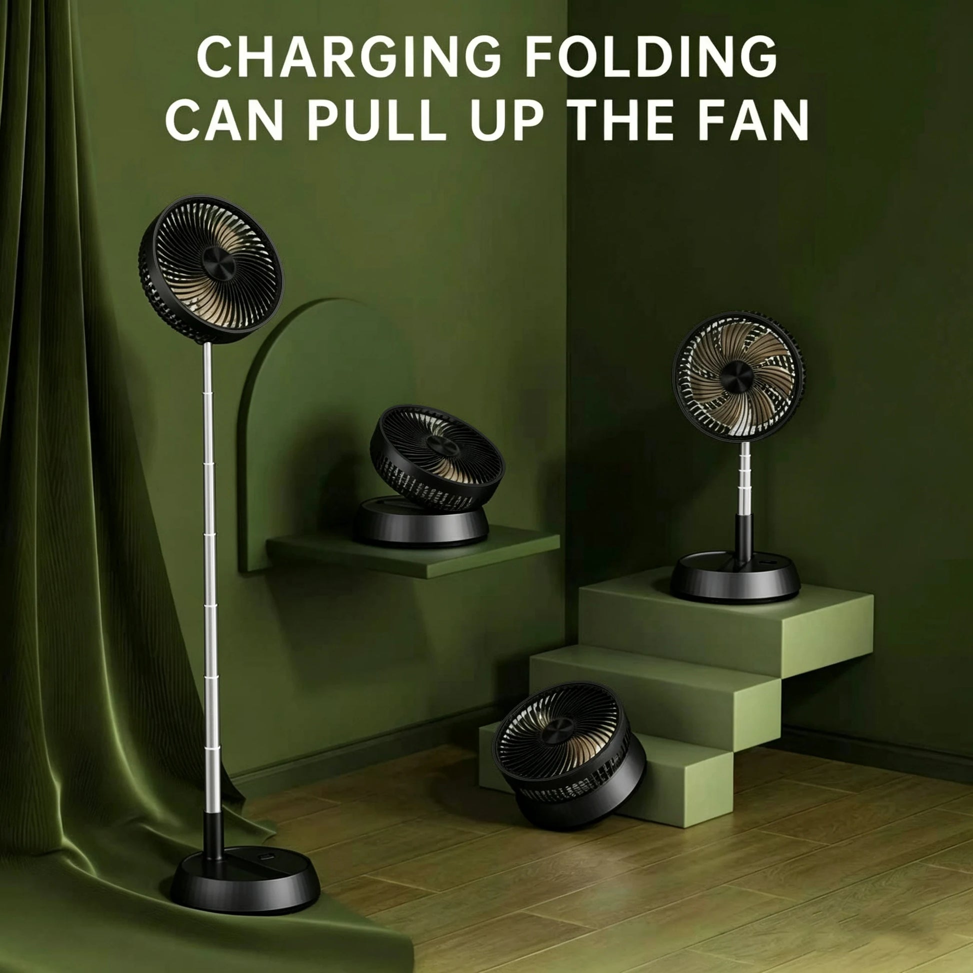 Remote control retractable folding vertical fan USB outdoor camping convenient fan 180 °+90 ° shaking 8-inch desktop fan