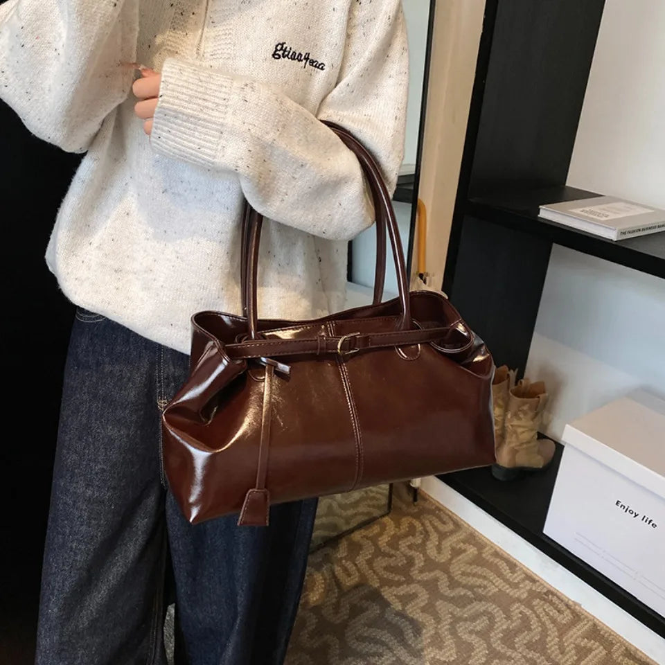 Sac hobo en cuir PU vintage, grand sac à main souple avec poignée, idéal pour le travail, le shopping et les voyages.