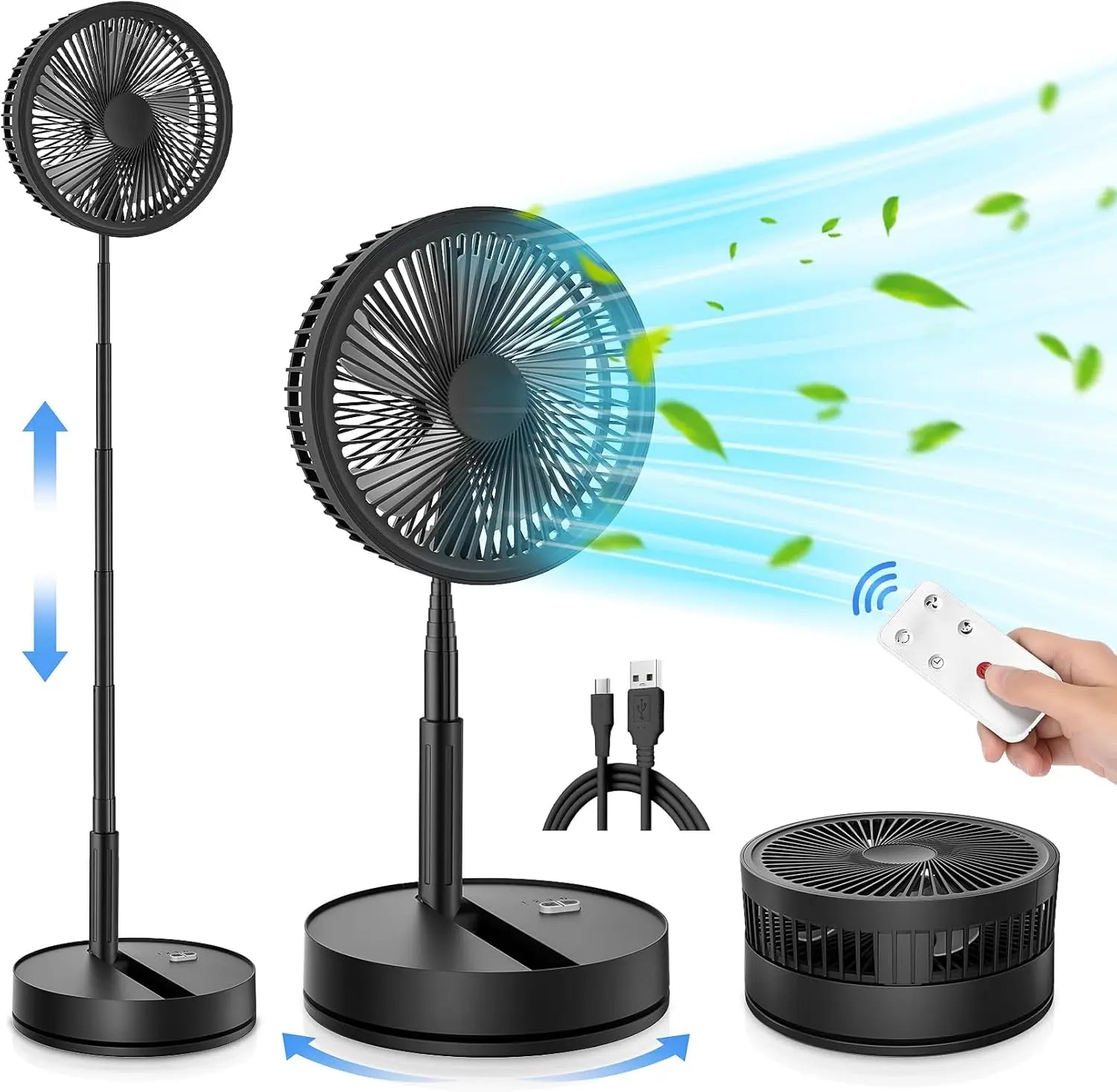 Portable Silent Charging Long-life Mini USB Desktop Fan With Telescopic And Folding Floor-standing Household Electric Fan