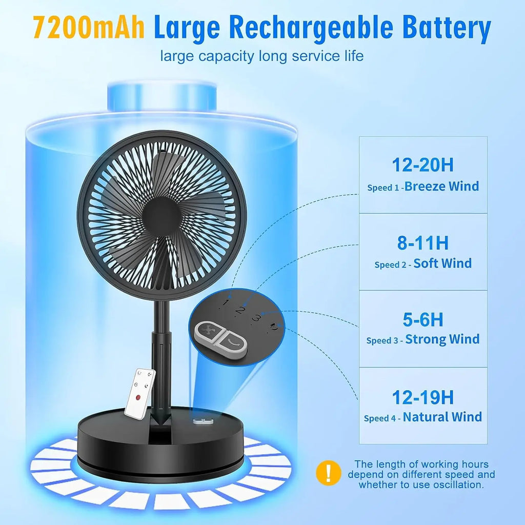 Portable Silent Charging Long-life Mini USB Desktop Fan With Telescopic And Folding Floor-standing Household Electric Fan