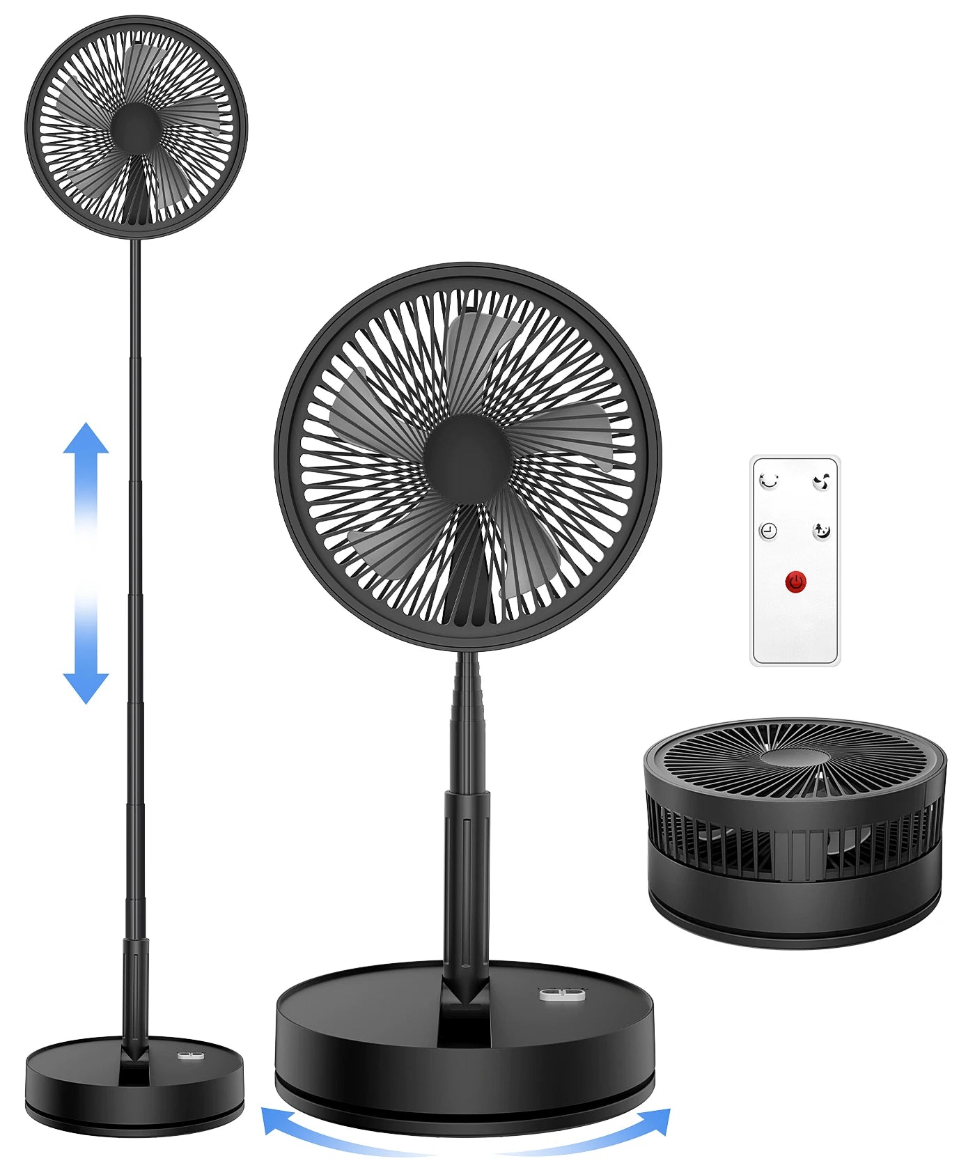 Telescopic Folding Desk Fan With 7200 mAh Wireless USB Rechargeable Adjustable Height Timing Remote control Fans