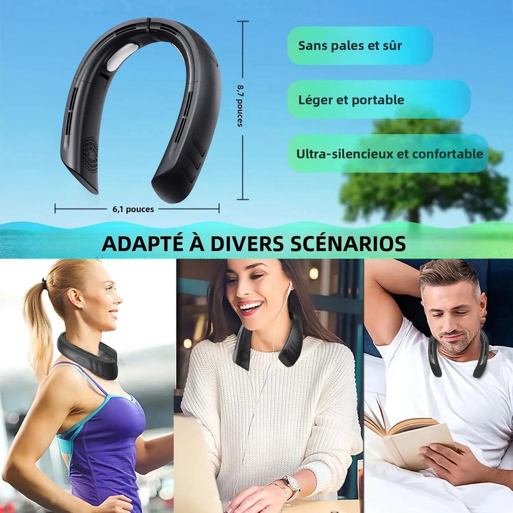 Hanging Neck Fan Portable Bladeless Air Cooler Outdoor Wearable Hands-Free Fan 6000mAh Rechargeable Neck Air Conditioner