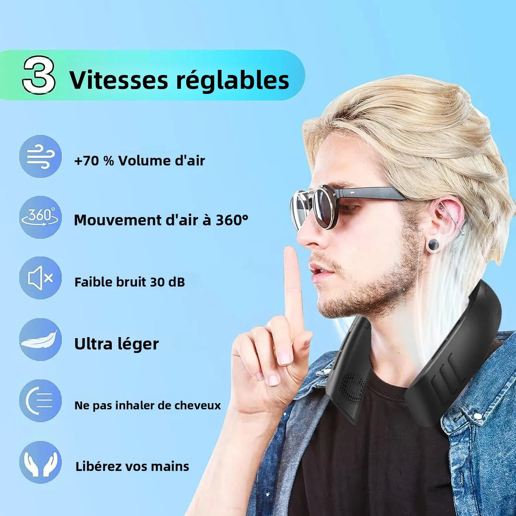 Hanging Neck Fan Portable Bladeless Air Cooler Outdoor Wearable Hands-Free Fan 6000mAh Rechargeable Neck Air Conditioner