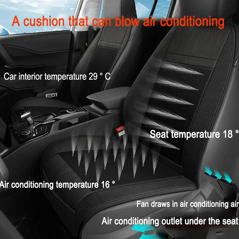 Car Air Conditioning Cooling Seat Cushion Ventilation Heated Seat Backrest Inhaling Silent External Fan Blowing Seat Pad