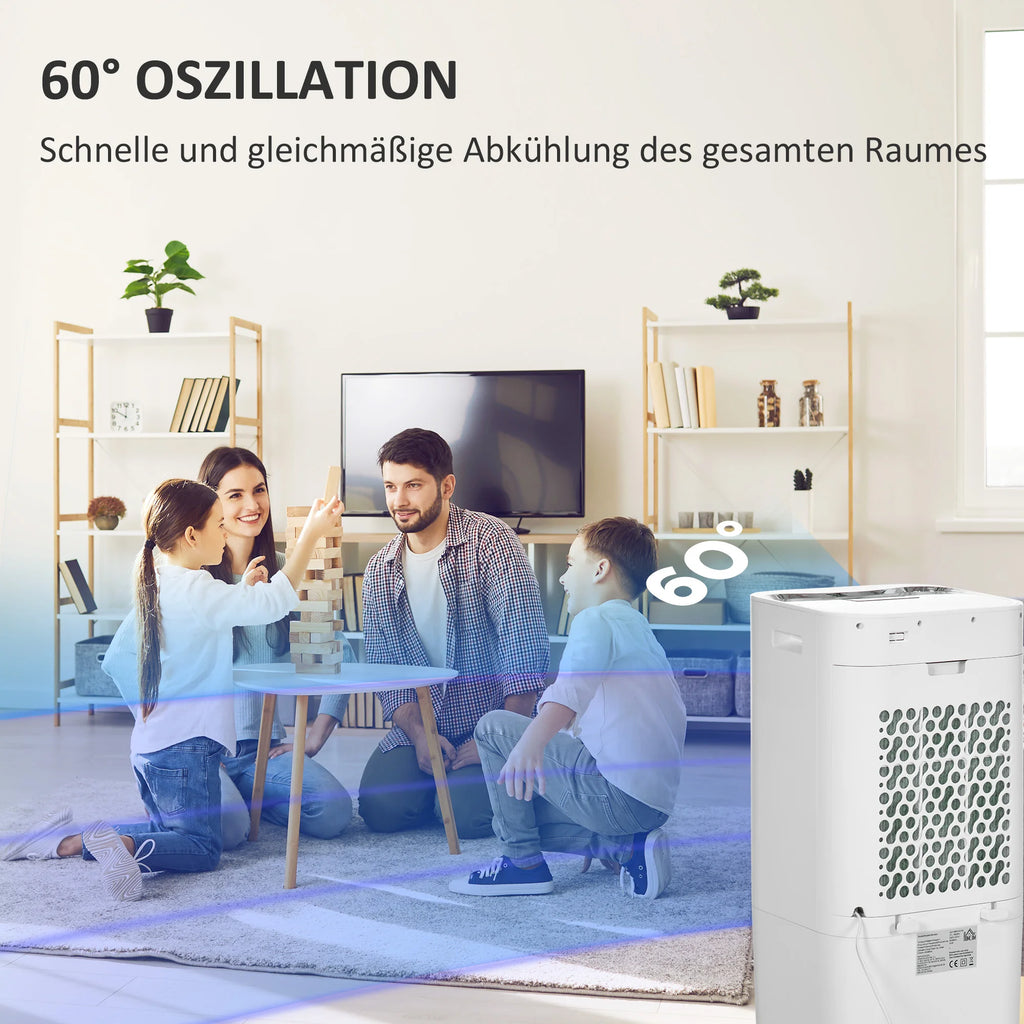 Air Cooler 3 Modes Timer Function Reelable Plastic White, Air Cooler, Cooling Fan, Water Cooling Fan